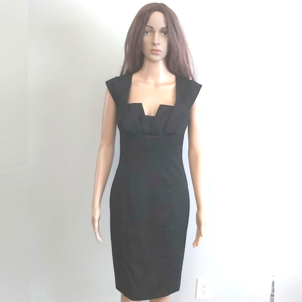 Bebe black sheath dress midi pencil cut